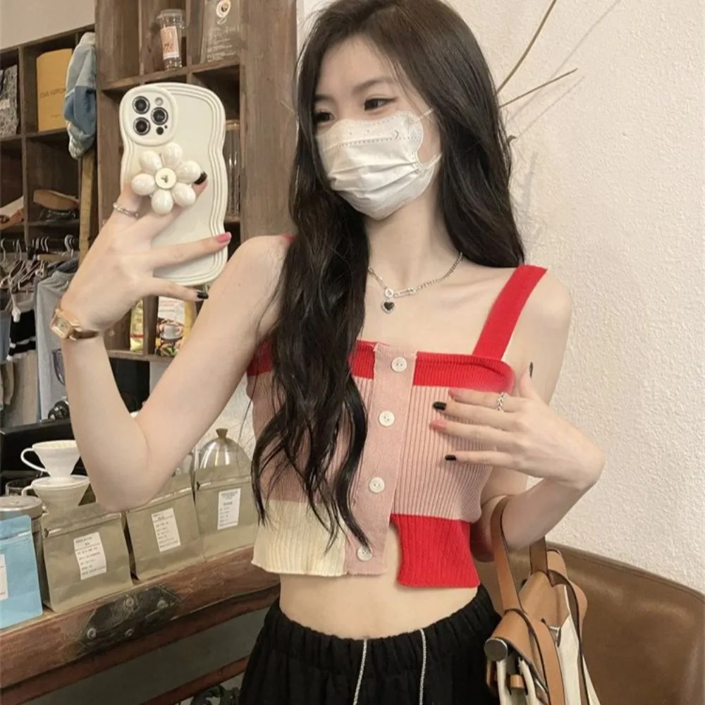 

Temperament Knitted Sling Fashion Spice Girls Summer Vest Casual Sweet Tank Top Beach Vacation