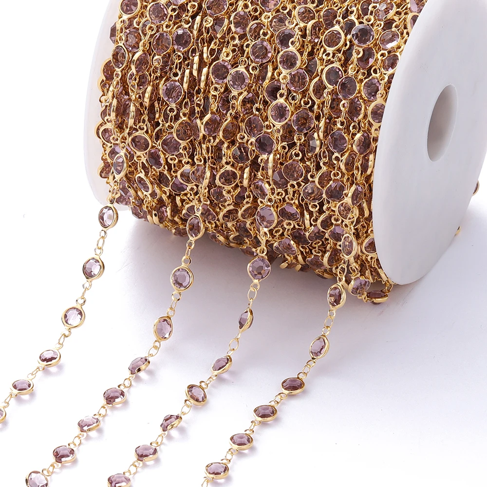 Vibrant Crystal Zircon & Glass Bead Chain
