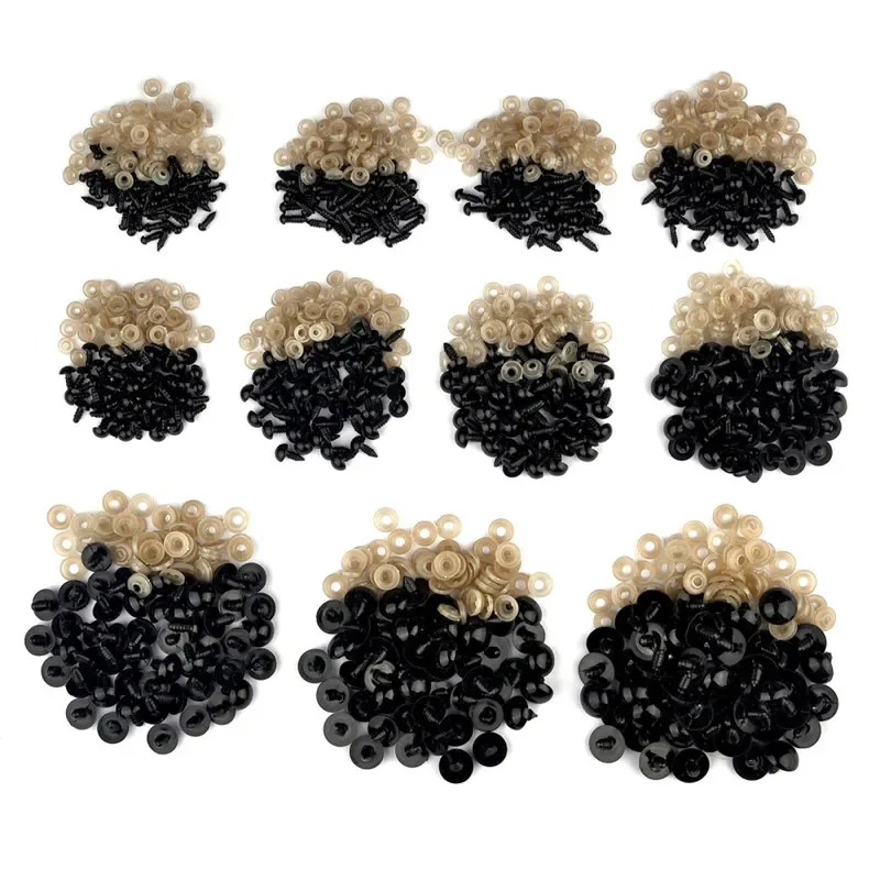 50/100 Pz 5-18Mm Plastica Nera Occhi Di Sicurezza Bulbo Oculare Accessori Per Bambole Per Giocattoli Amigurumi Kit Fai Da Te Artigianato Occhi Animale