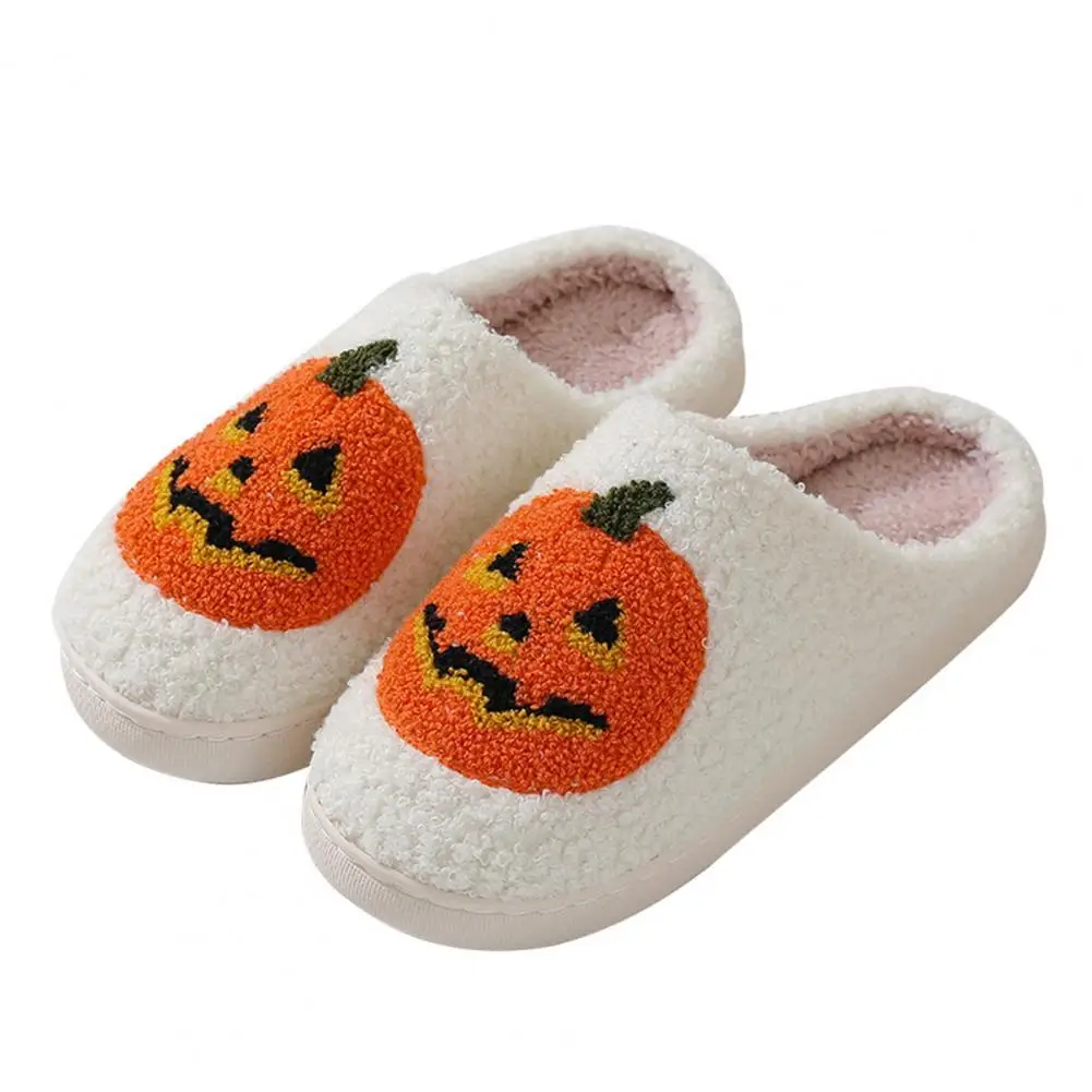 

Plush Slippers Cozy Winter Slippers Cozy Festive Halloween Slippers Thick Plush Anti-skid Unisex Home Footwear for Resistance