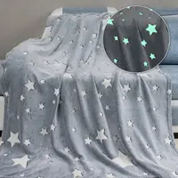 1pc Glow in The Dark Moon Throw Blanket for Boys Girls, Luminous Blanket Birthday for Kids Toddlers, Cozy Soft Blankets 1
