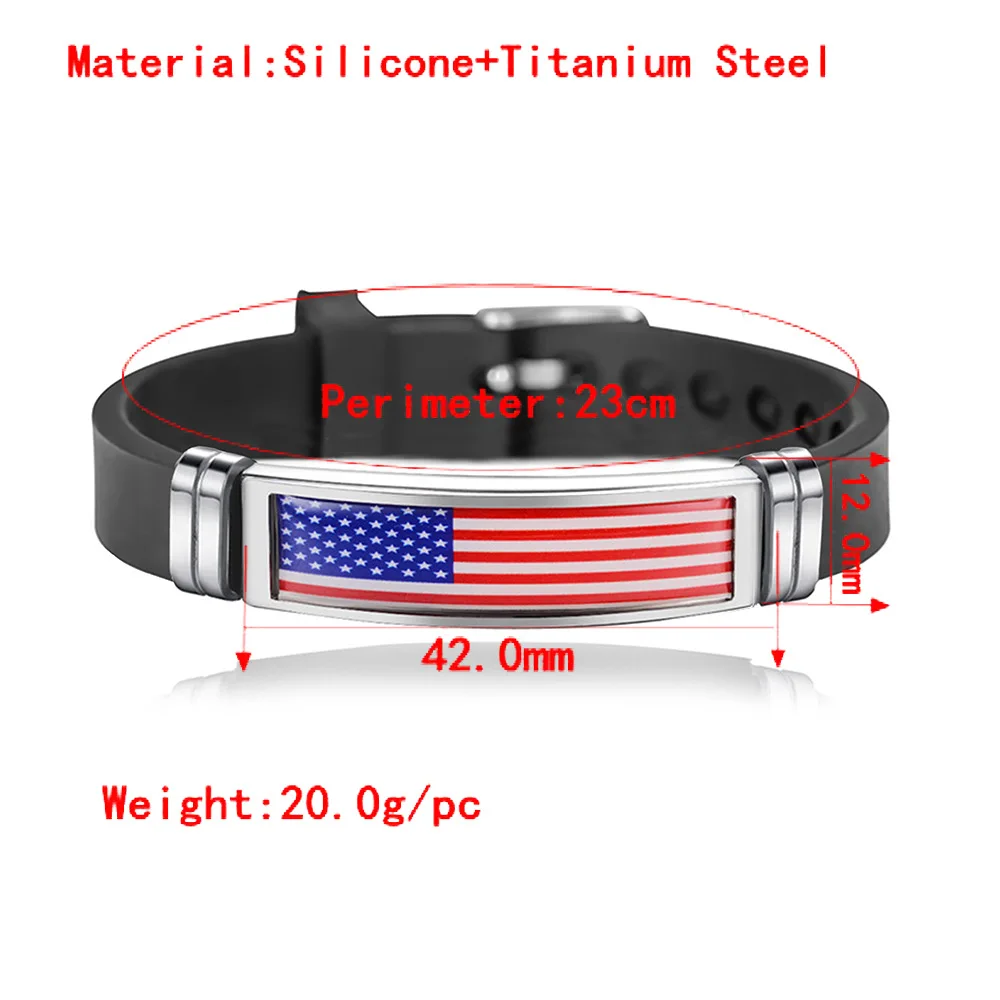 Spain America France Argentina Germany Canada Flag Bracelet Arab Sport Silicone Stainless Steel Bracelets for Men Women jewelry stainless steel bracelet silicone bracelet