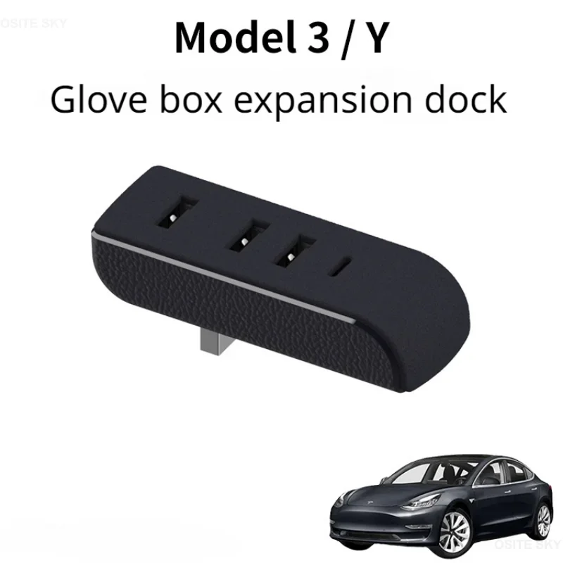 

Glove Box Docking Station For Tesla Model 3 Y Hub Ports Car 4-in-1 USB Extender Charger Upgrade Data Transfer Adapter