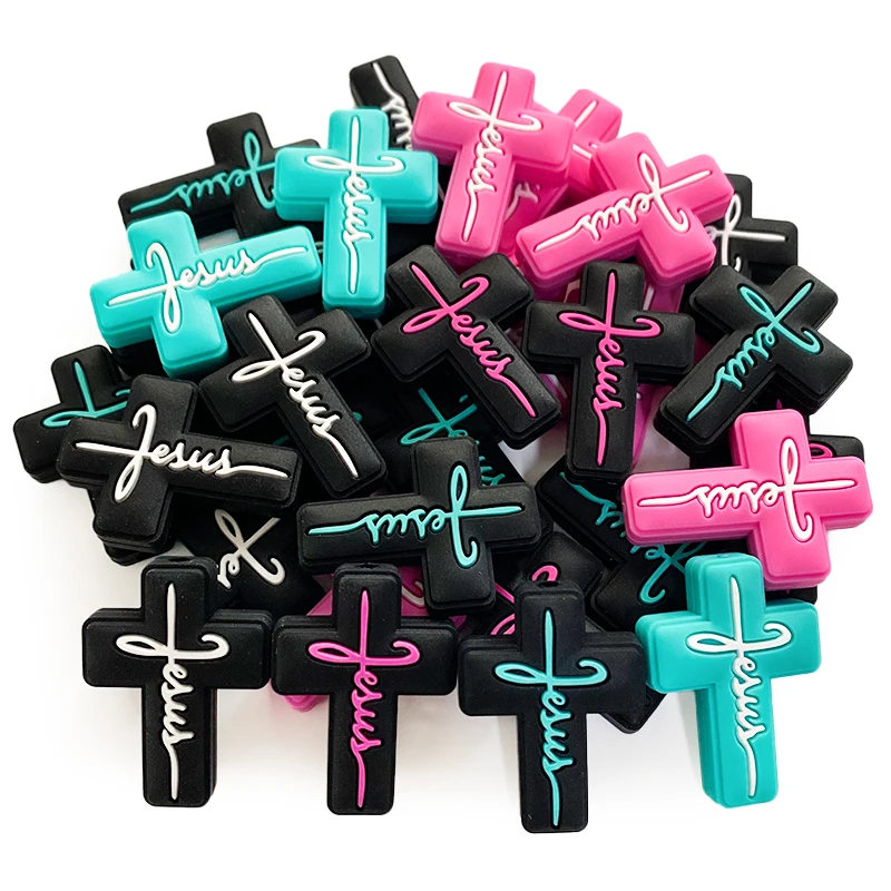 10Pcs Hot Sale Food grade Cross Silicone Focal Beads Jewelry  Baby Molar Toy For Pen Making  Bracelets Handmade Accessories 2