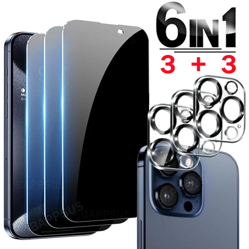 

Защита экрана для iPhone 15 Pro Max 15Plus 15PM, закаленное стекло для камеры, антишпионский экран для iPhone15 ProMax, пленка для объектива