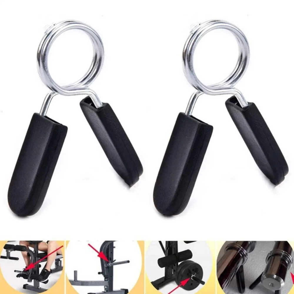 1 Pair 25/28/30 mm Barbell Clamp Spring Collar Clips Gym Weight ...