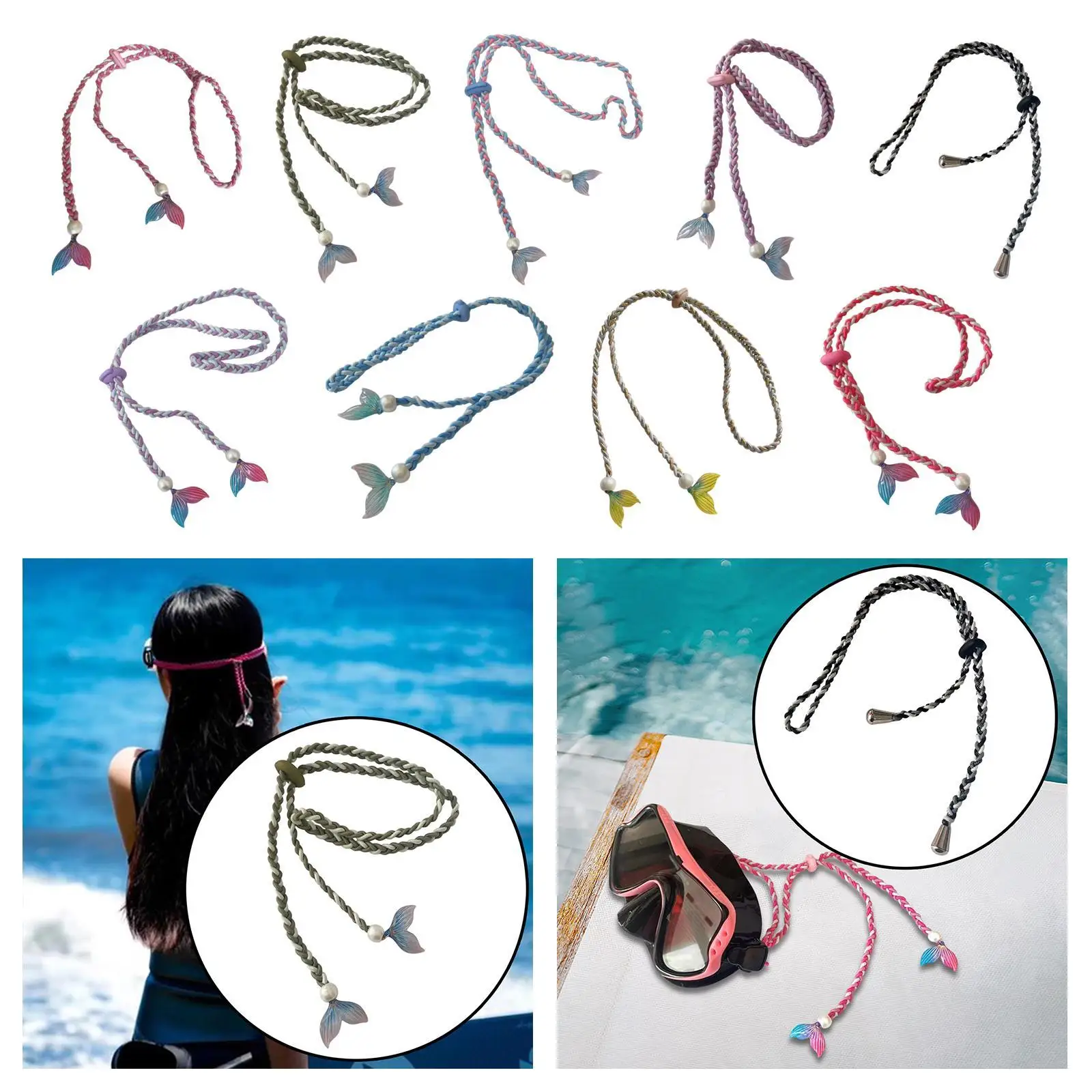 Mask Strap Braided Mask Strap Scuba Wrapper Non Slip Water Sports, Adjustment Diving Wrapping Replacement
