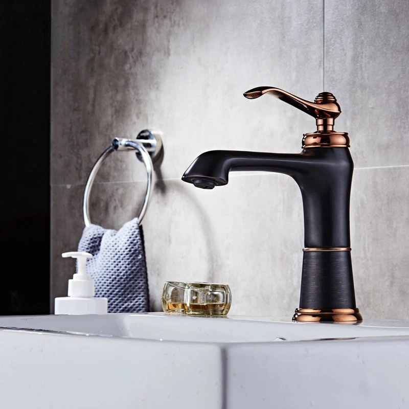 

Brass Basin Faucet Oil Rubbed Bronze Modern Hotel Bathroom Sink Faucet Deck Mounted Mixer Tap Torneira Banheiro