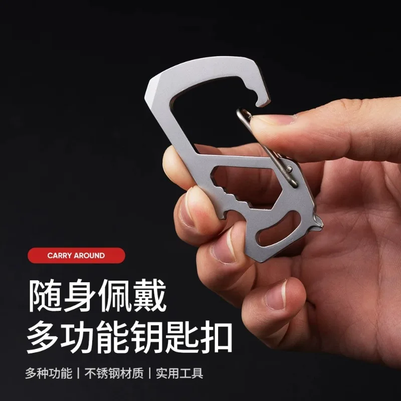 Versatile Stainless Steel Keychain Tool with Bottle Opener and Wrench