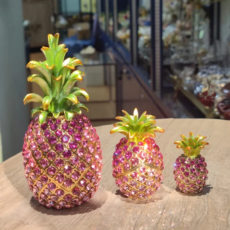 Crystal Handicraft Pineapple Home Enamel Color Jewelry Box Metal Home Bedroom Decoration Gift mini storage boxes