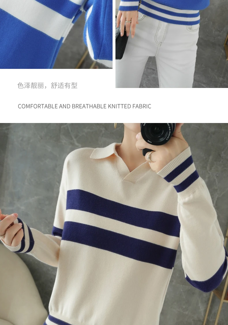 short sleeve cardigan 2020 New Autumn / Winter Cashmere Wool Blended Pullover Women's Long Sleeve Lapel Sweater Knitted Warm Polo Shirt Sweater argyle sweater