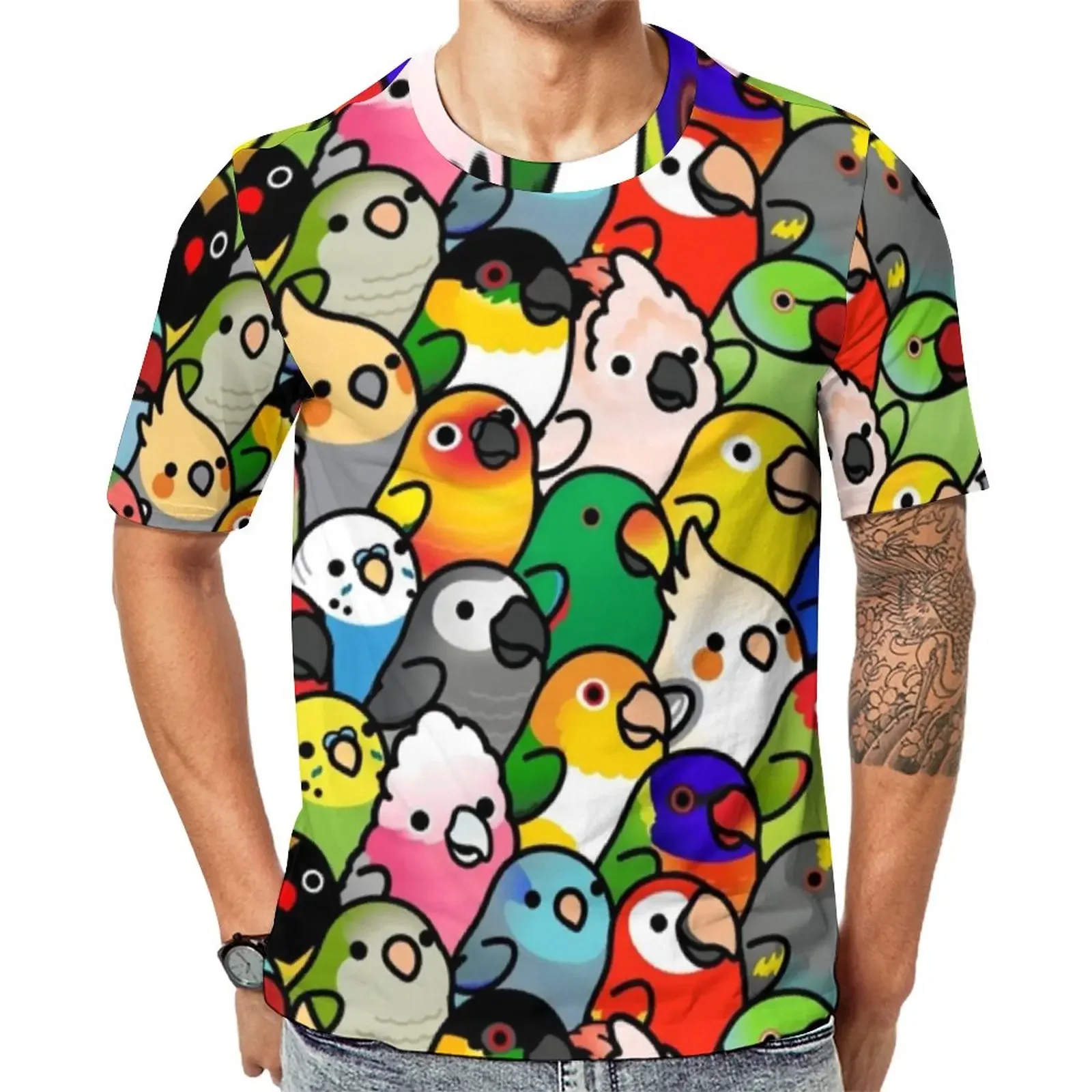 

2024 Parrot Pattern 3d Printed Summer Men'S T-Shirt Large Hip Hop Casual Fashion Sunny Handsome O Collar Short Ventilate Sleeve