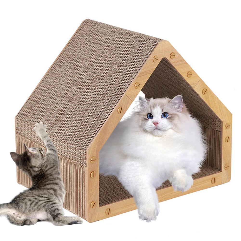Vertical Cat Scratcher House Cardboard Scratching Board for Indoor Cats