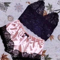 1 ensemble de pyjamas femmes déshabillé en dentelle Lingerie hauts courts et shorts nuisette pyjamas sous-vêtements vêtements de nuit 1