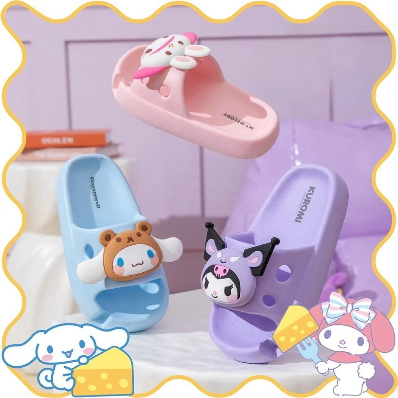 Summer Cartoon Slippers Parent-child Children's Home Indoor Beach Cute Kuromi Girls' And Women's Sandals 3