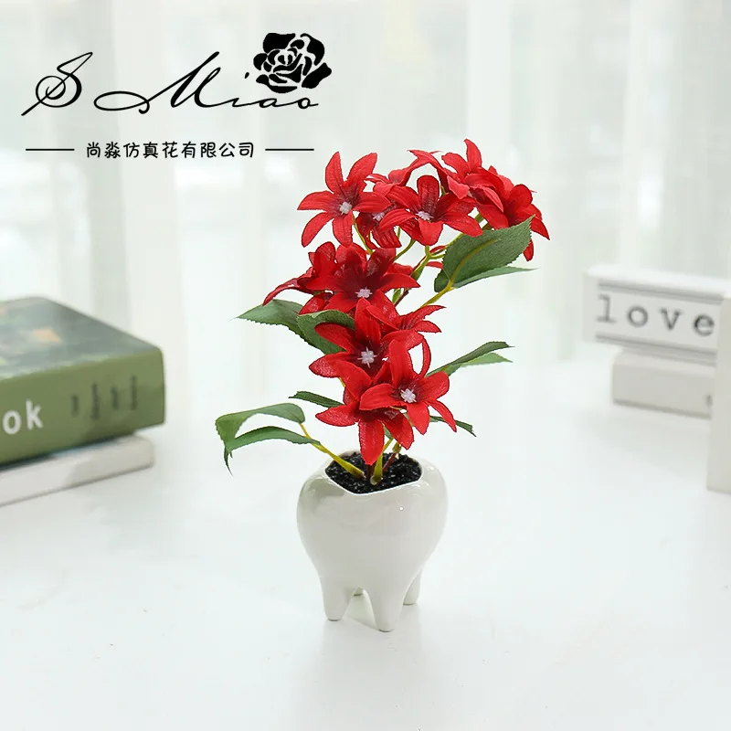 New Fake Flower Simulation Plant Bonsai Plastic Small Triangle Rose Creative Home Decoration Decoration Simulation Flower