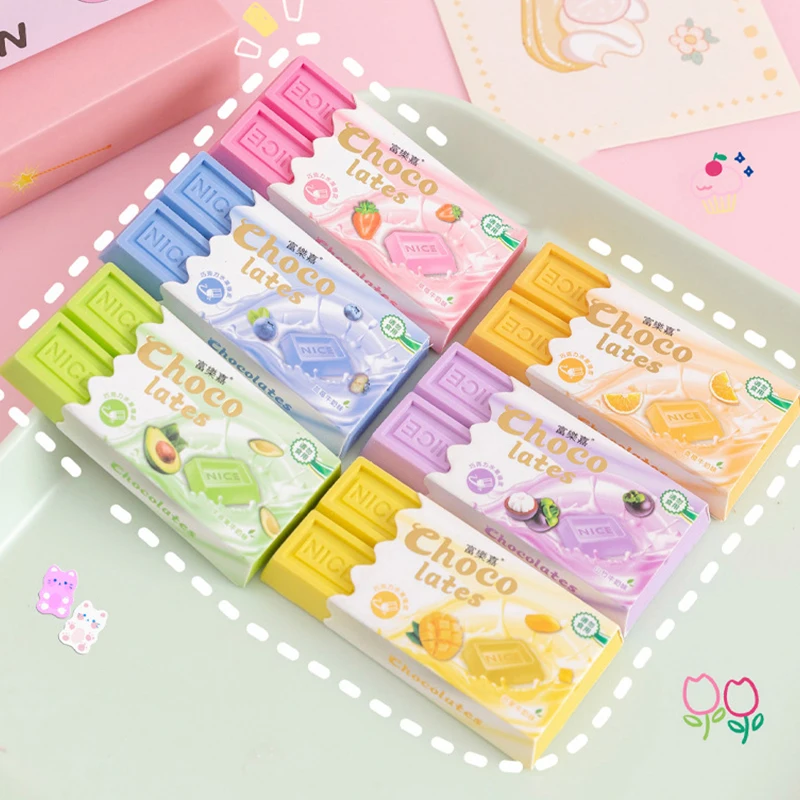 Cartoon Chocolate Design Eraser Large Eraser for Student Painting Writing Pencil Stationery School Office Supplies 1/3/5pcs pencil eraser biscuit eraser kneadable eraser retractable eraser plasticine eraser eraser pen eraser refillable pen