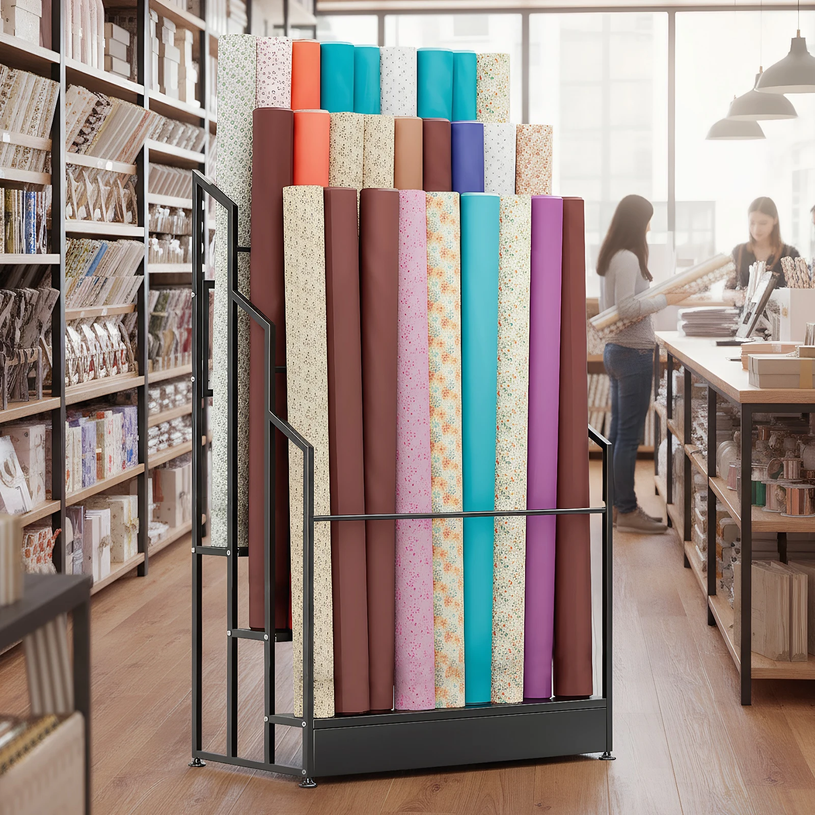 3 Tier Heavy Duty Vinyl Roll Storage Rack Floor-Standing Vinyl Roll ...