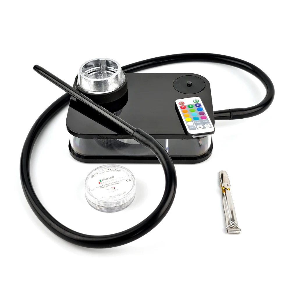 AcrylicBookHookahShishaSetPortableRGBLEDLightsChichaNargile