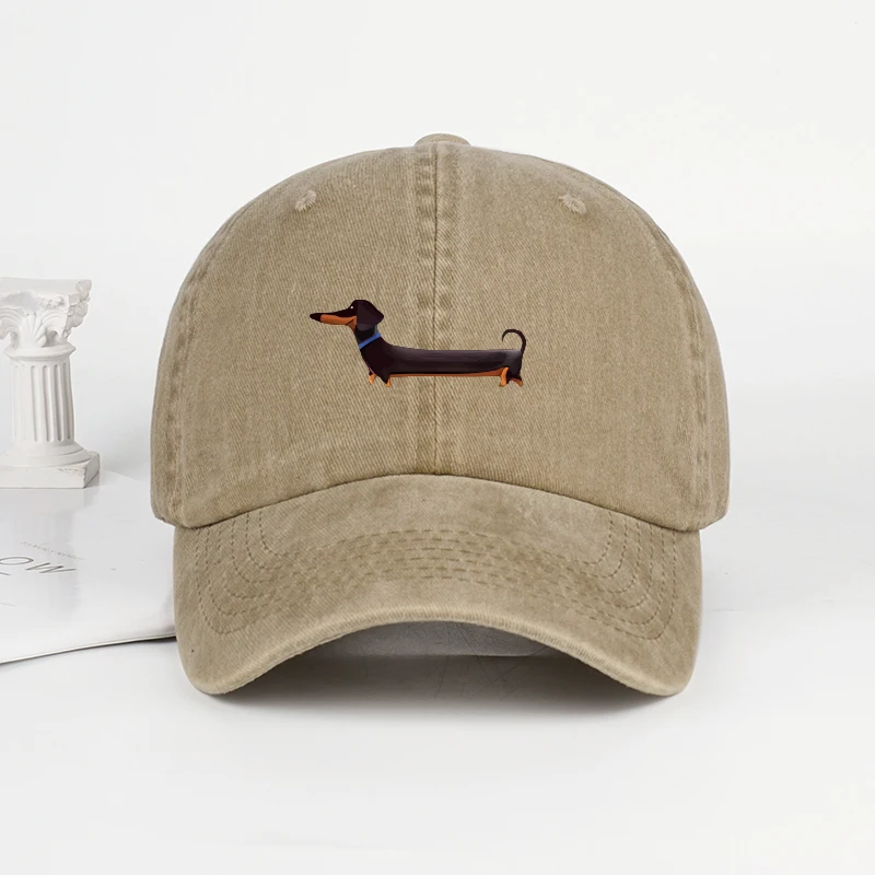 Retro Dachshund Print Baseball Cap - Adorable Dog-Themed Style for Outdoor Walks & Pet Gatherings