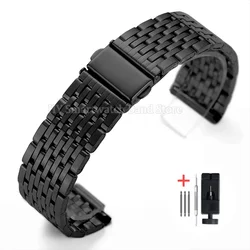 Universal Stainless Steel Sport Bracelet with Metal Folding Buckle - 22mm (Black)