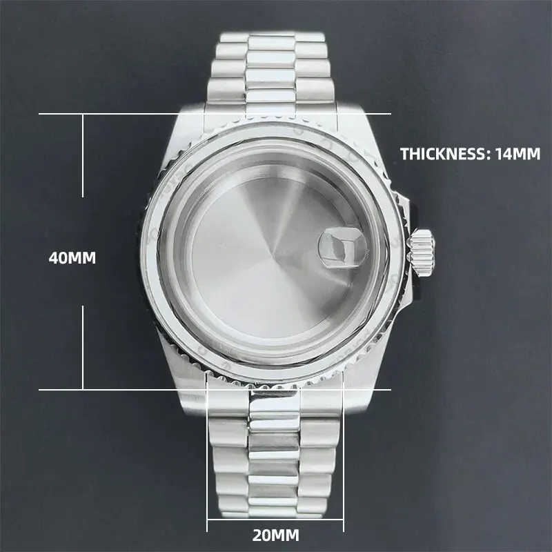 NEITON Sapphire Glass Watch Case with Presidential Strap - 40mm, 10 ATM Waterproof
