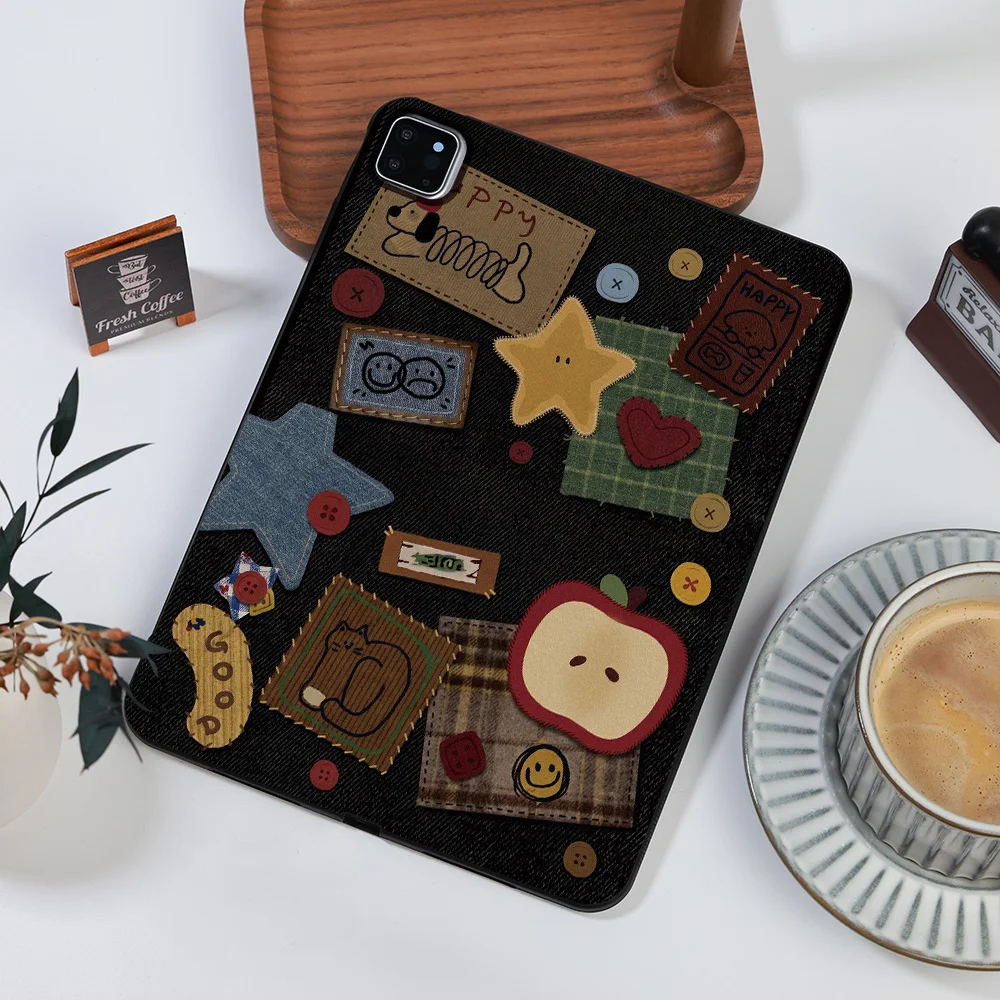 Handcrafted Patchwork Aesthetic Frosted Tablet Case Cover