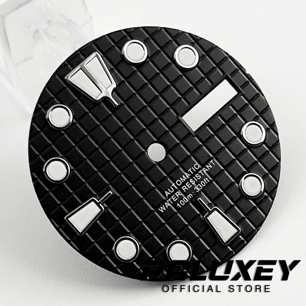 Watch Dial Accessories NH36 29MM Waffle Dial Dual Calendar Suitable For NH36 Automatic Movement Green Luminous