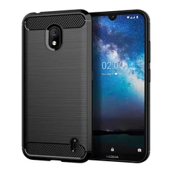 Sleek Carbon Fiber Shockproof Armor Phone Case - Soft Silicone TPU Protection for Nokia 1 Plus (Black)
