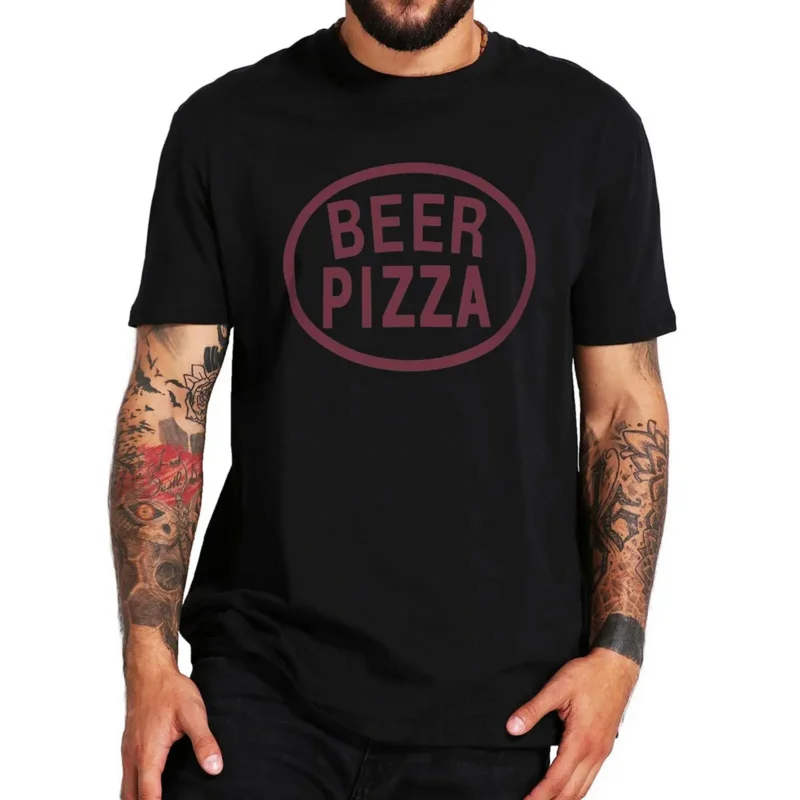 

Tee Beer Pizza T Shirt Vintage Drinking Lovers Y2K Graphic T-Shirts For Men Women Cotton Unisex O-Neck Tops
