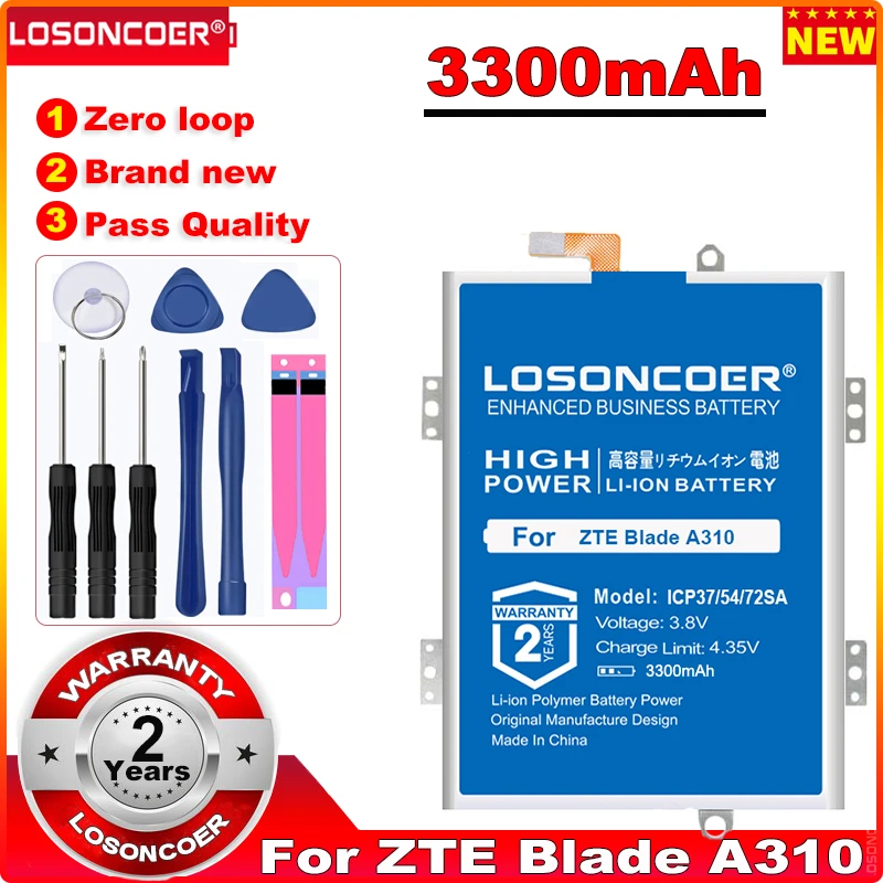 

LOSONCOER 3.8V 3300mAh Battery For ZTE Blade A310 Mobile Phone Battery