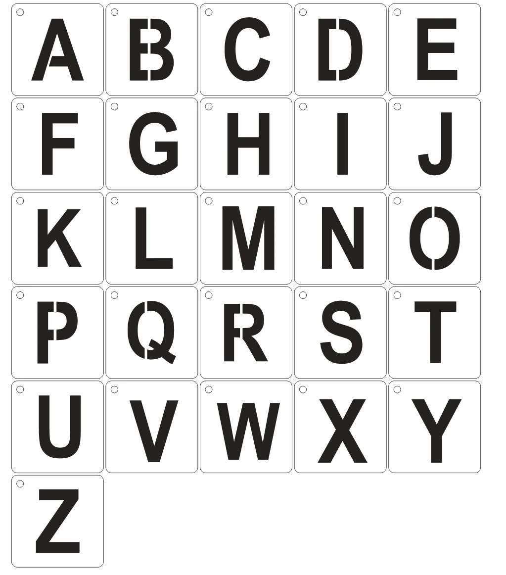 26pc 영어 알파벳 스텐실 DIY 벽 레이어링 그림 템플릿 장식 스크랩북 엠보싱 용품 8cm