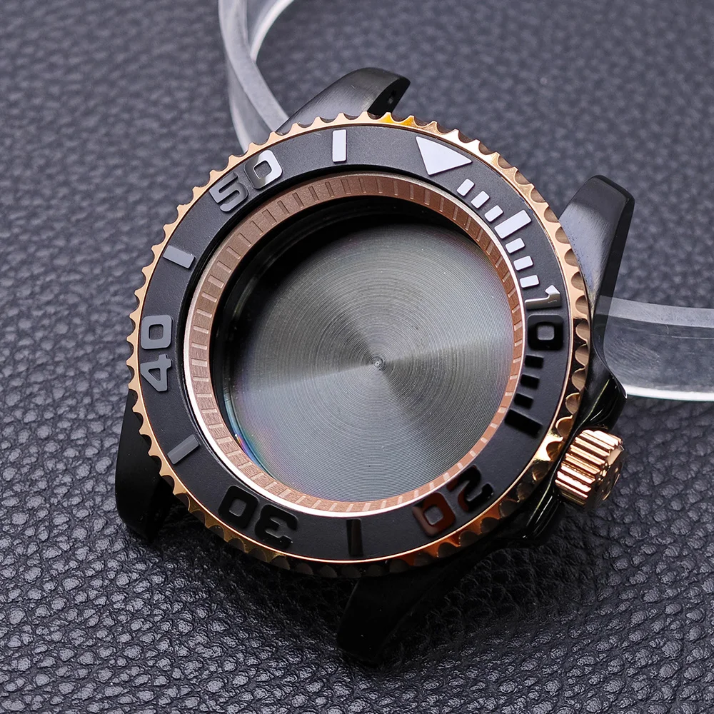 High-Quality Black Gold/Rose GMT Case with Chapter Ring - Stainless Steel Waterproof Accessories