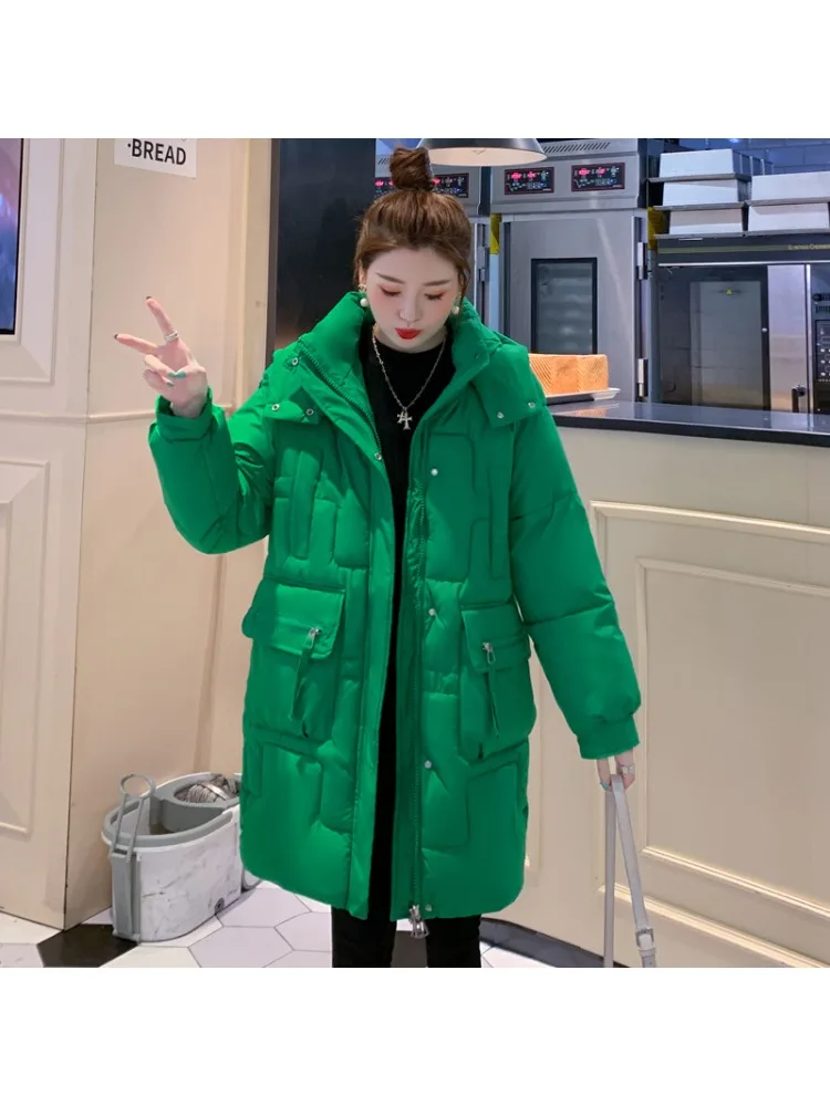 

Woman Clothing Parkas 2023 Winter Down Cotton Jacket Women's Medium Long Cotton Jacket Korean Style Fashionable Loose Long Style