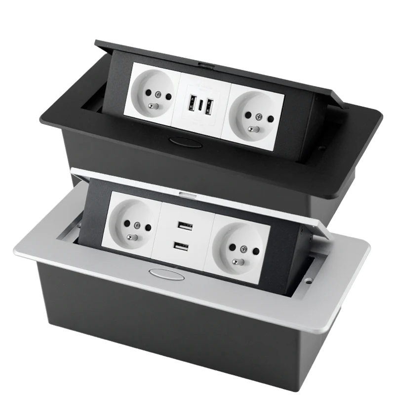 Concealed Multifunctional USB Type-C Pop-Up Outlet for Office and Meeting Room Countertops