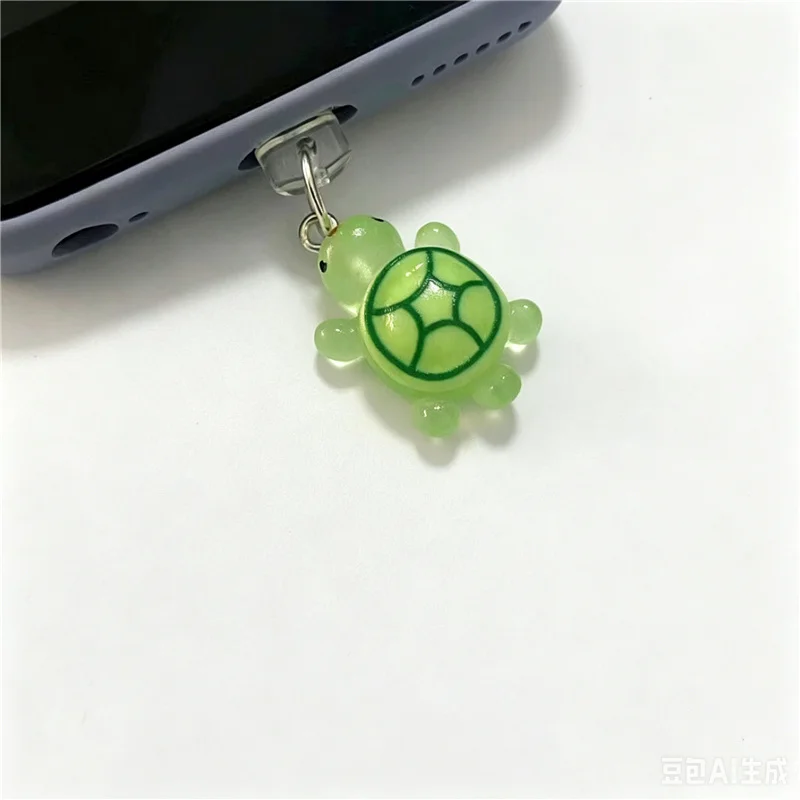 1/5Pcs Type-C 귀여운 고양이 녹색 거북이 전화 먼지 플러그 액세서리 iPhone 8-14 충전 포트 용 장식 교수형 펜던트
