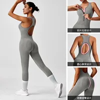 One Piece Gym Set Workout Clothes for Women Yoga Set Jumpsuit Zipper Sports Fitness Clothing Leggings Romper 1pc Active Wear - Image 3