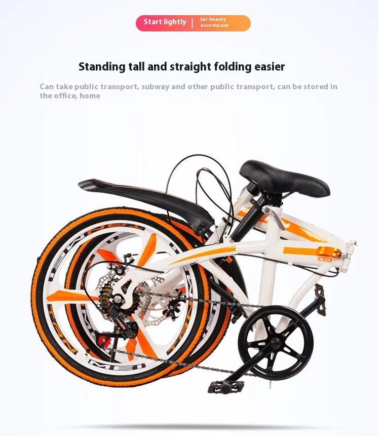 Description Picture 4 of itemNew20Inch Variable Speed Double Disc Brake Folding Bicycle Adult Outdoor Riding Alloy Integrated Wheel Mountain Bike