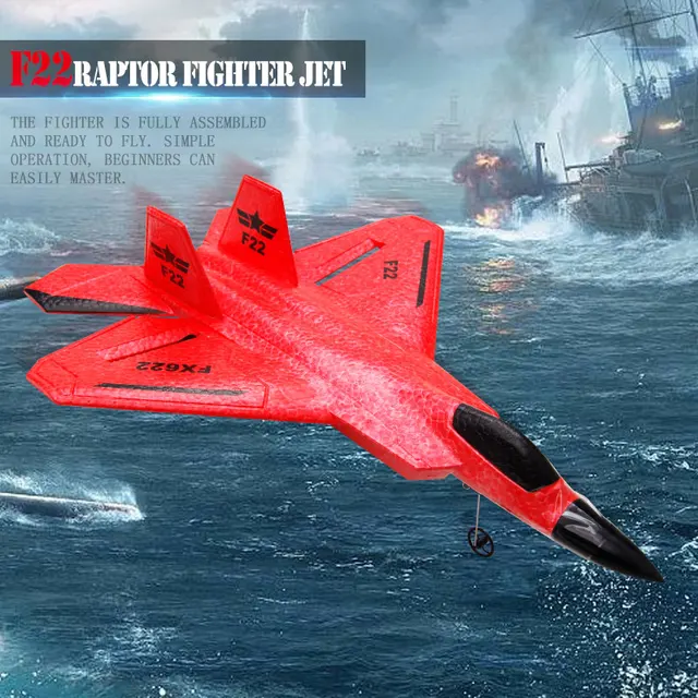 F22 aircraft Remote control fighter aircraft with lights Electric foam drone flying glider model toy suitable for children 4