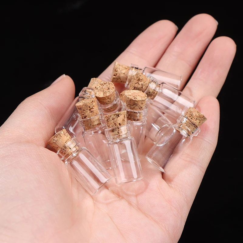 Bastelshop - Miniglasflasche mit Korken 10 Stück