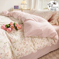 Pastel Fresh Floral Super Soft 100% Cotton Bedding Set  3Pcs-1 Duvet Cover 2 Pillowcases,Skin-friendly Comfortable,Quilt Cover