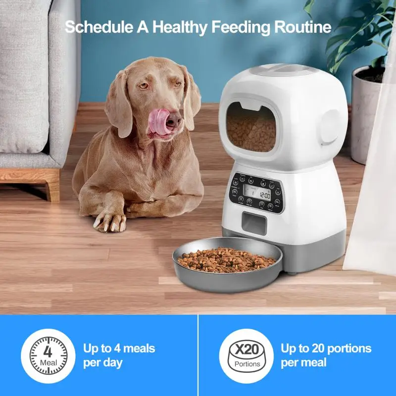 One-Meal Automatic Pet Feeder with Stainless Steel Bowl Inserts (C100)