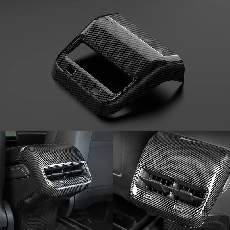 

Tesla Model 3/Y 2017-2022 Rear Center Console Air Vent Trim ABS Carbon Fiber Texture AC Vents Cover
