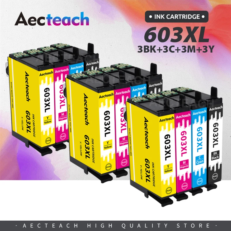 Aecteach Nuovo T603 Per Epson 603Xl T603Xl E-603Xl Sostituzione Cartuccia D'Inchiostro Compatibile Per Deskjet Wf-2810Dwf Wf-2835Dwf Wf-2850D