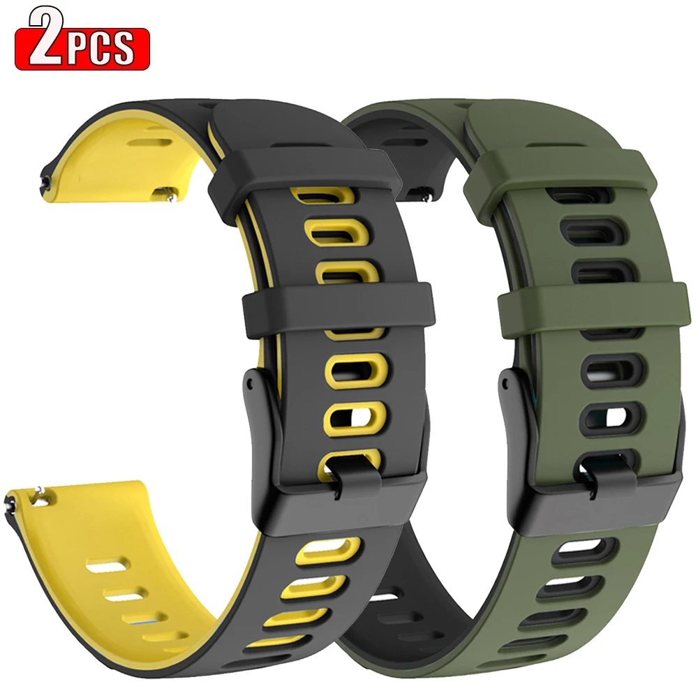 Two-Tone Silicone Sport Watch Strap - Premium Adjustable Bracelet Belt