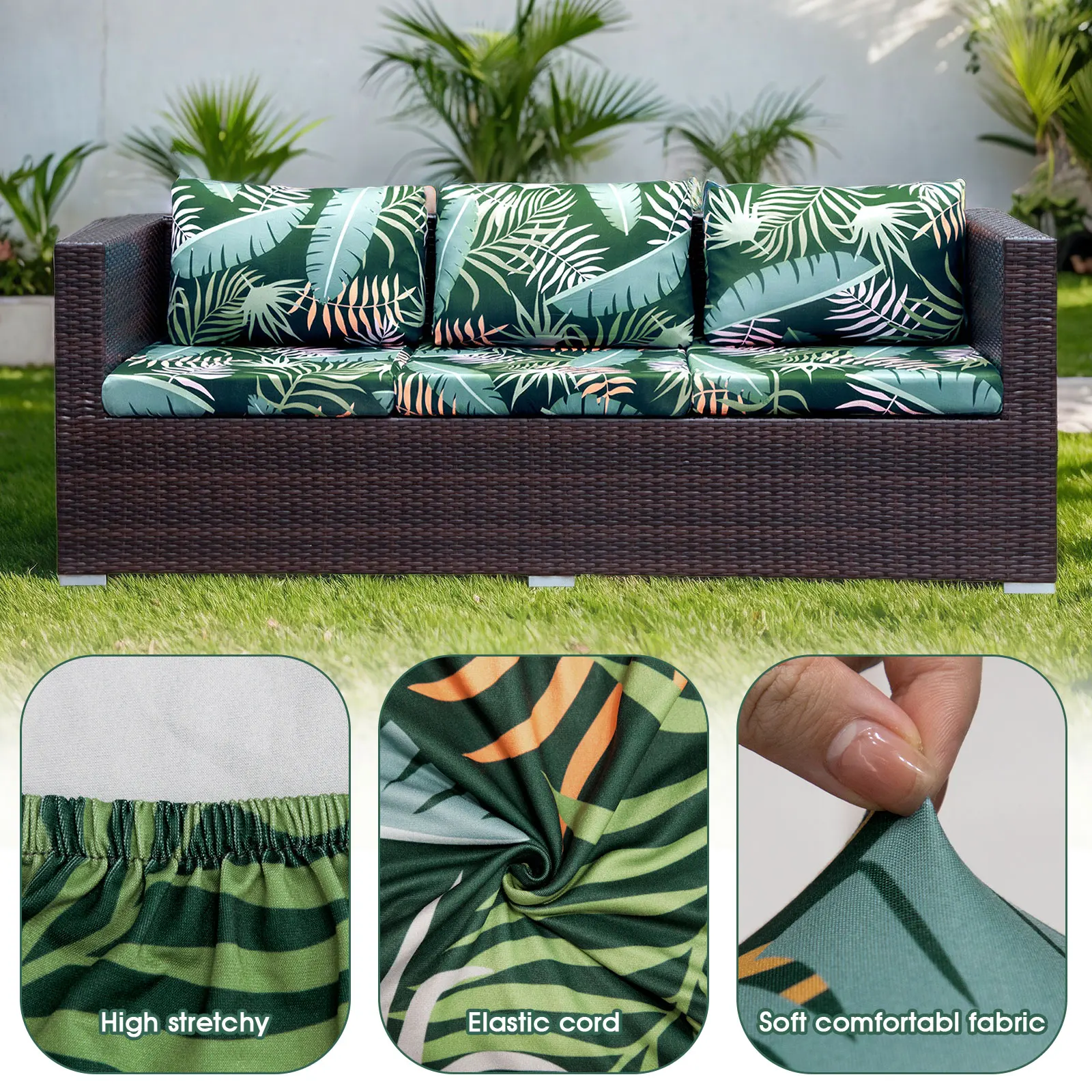 Sofa Outdoor Cushions Tropical 3/6/8PCS Patio Stretch Sofa Cushion