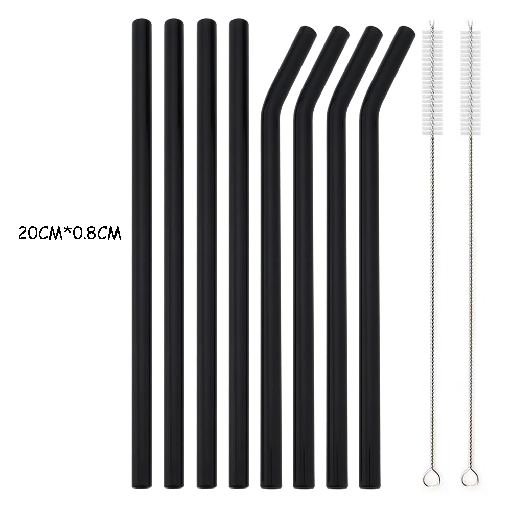 Eco-Friendly Reusable High Borosilicate Glass Straw - Wide 8mm for Cocktails, Smoothies, and Milkshakes