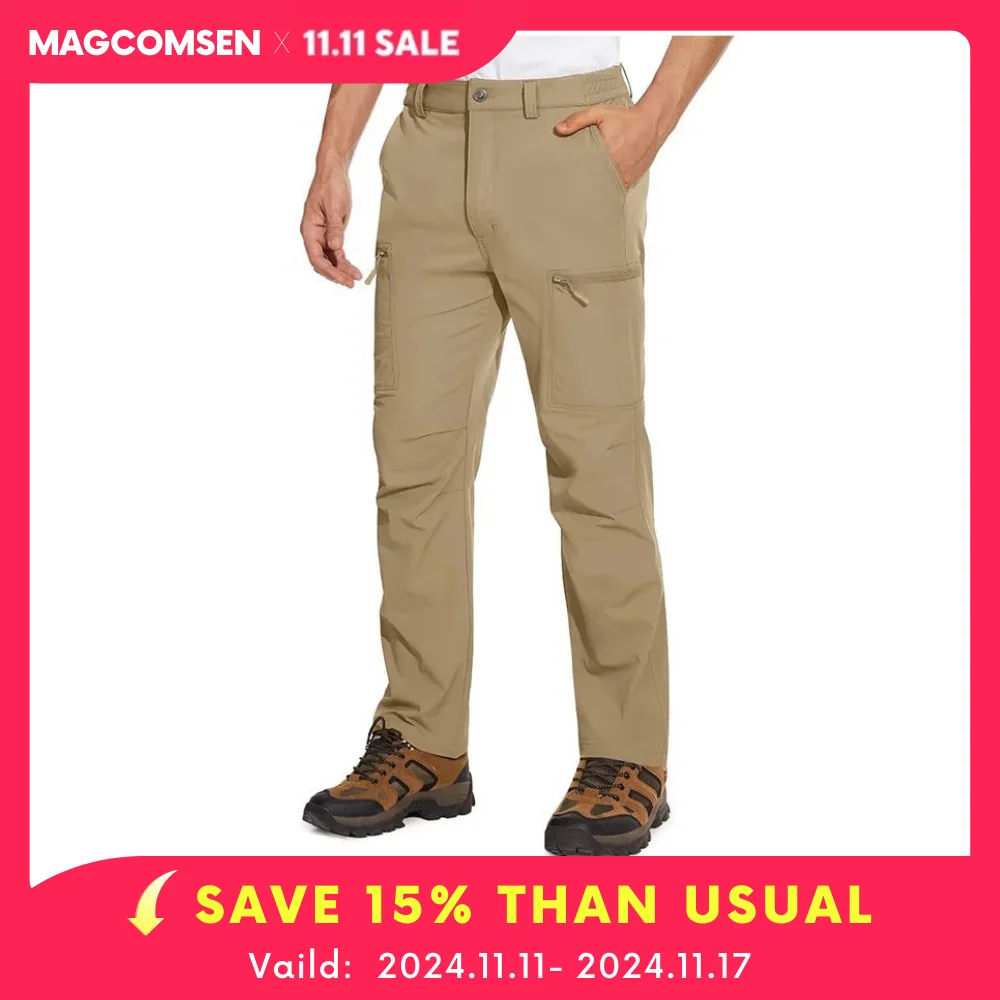 Casual Pants MAGCOMSEN Men Waterproof Hiking Pants Multi-pockets Lightweight Quick Dry Straight Working