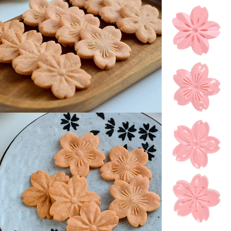 

5pcs Pink Sakura Cookies Mold Stamp Cherry Blossom Biscuit Mold Flower Cutter Mold DIY Floral Cookies Mould Fondant Baking Tool