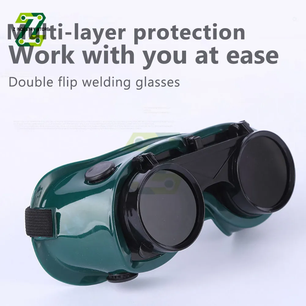 Double Flip Welding Glasses Cutting Welders Glasses Lenses Portable Safety Protective Cutting Grinding for Workplace